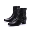 NA440 Winter Black Color Genuine Leather Men Ankle Boots Point Toe Party Short Boots Zipper Motorcycle Boots Male Shoes