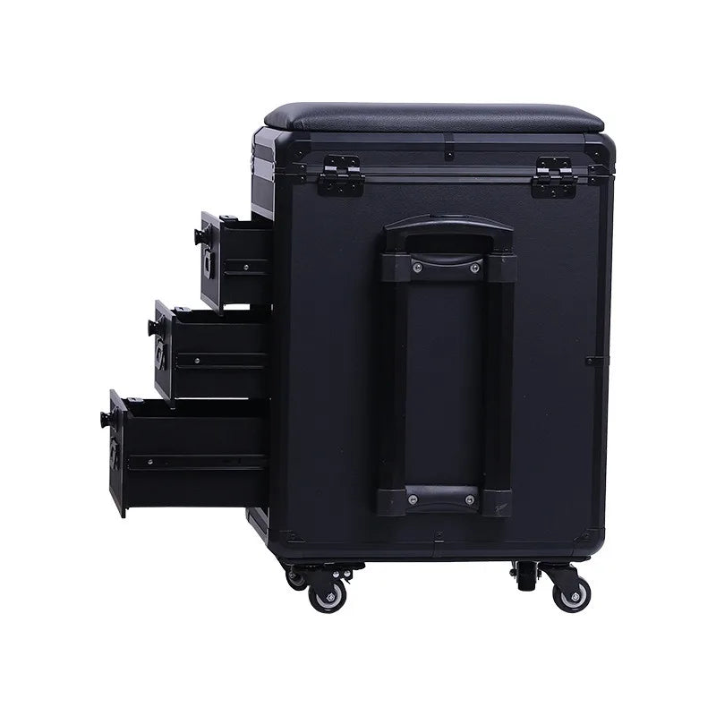 Professional Acrylic Contemporary Rolling Makeup Tattoo Trolley Case with Wheels Armrest Stand Storage Organizer for Home Office