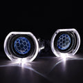 2.5 Inch Blue Coating Honeycomb Projector Lens DRL LED Angel Eyes Shrouds Fit H1 H4 H7 Car Headlamp Retrofit Accessories Styling