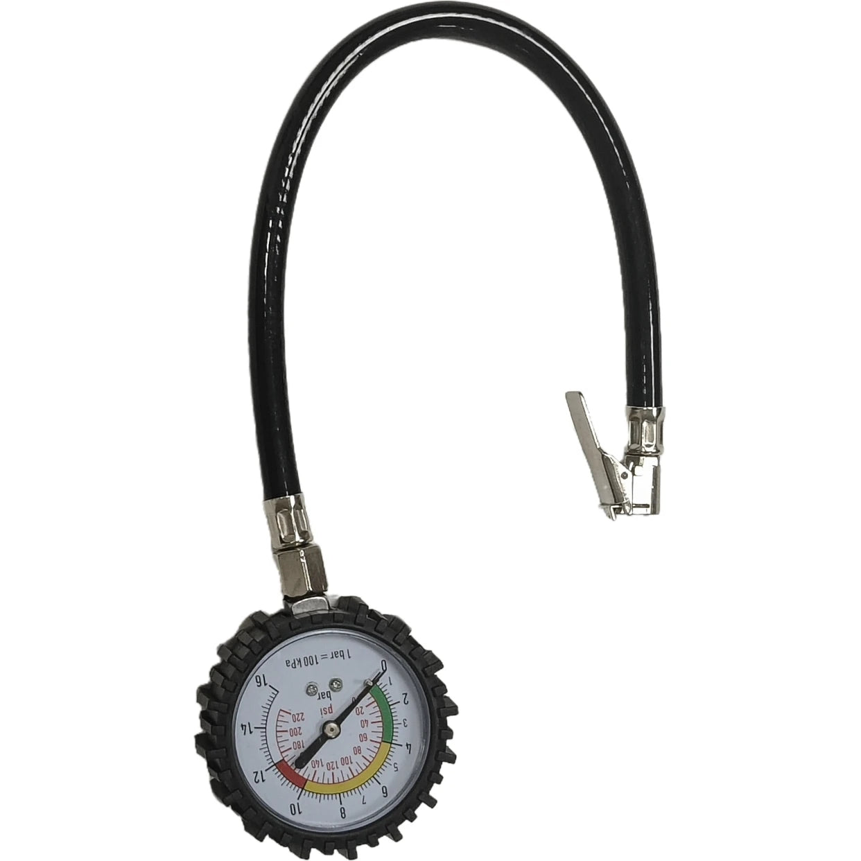 Pneumatic Part Tools Straight Chuck 0-220 psi Analog Truck Air Tire Pressure Gauge with Flexible Hose