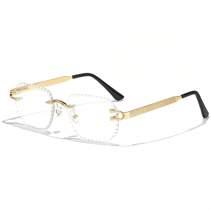 HBK 2025 Unisex Frameless Sunglasses Black PC Alloy Pink Blue Gradient Lens Polygon Rimless Design New Style Street Snap Men