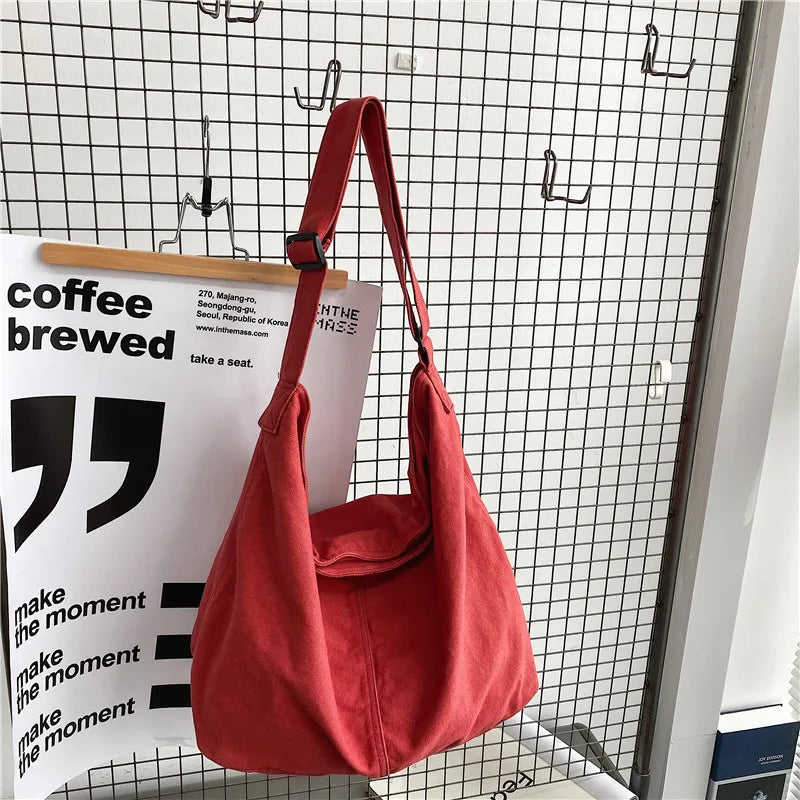 HOCODO New Bags for Women 2022 Canvas Shoulder Bag Fashion Large Capacity Handbags Female Casual Travel Bags Soft Crossbody Bags
