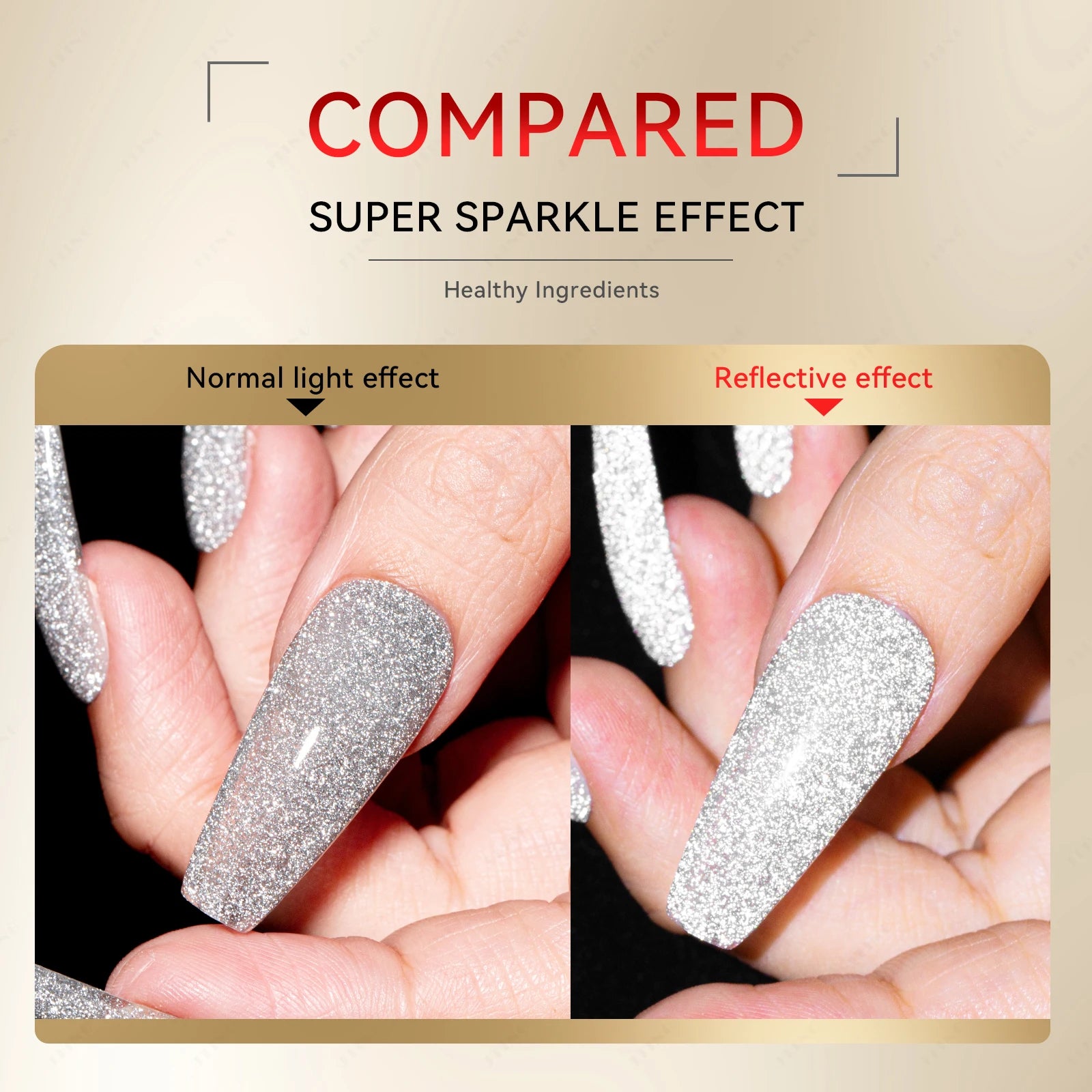 JTING Super Reflective Flash Gel Polish Classic 4Color Gold Silver Black Red Disco Reflective Gel Nail Polish Set Unique Designs
