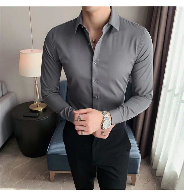 Camisas De Hombre Long Sleeve Shirts For Men Clothing 2026 Business Formal Wear Camisa Social Masculina Slim Fit Chemise Homme