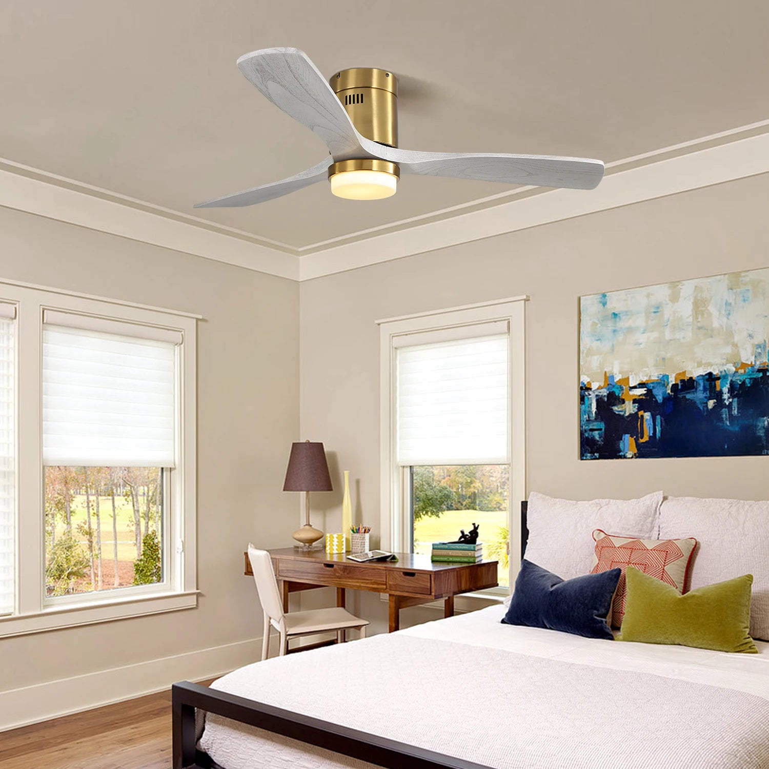 High Quality Antique Ceiling Fans 52 Inch Wood Blade Energy Saving Bldc Ceiling Fan with  LED Light