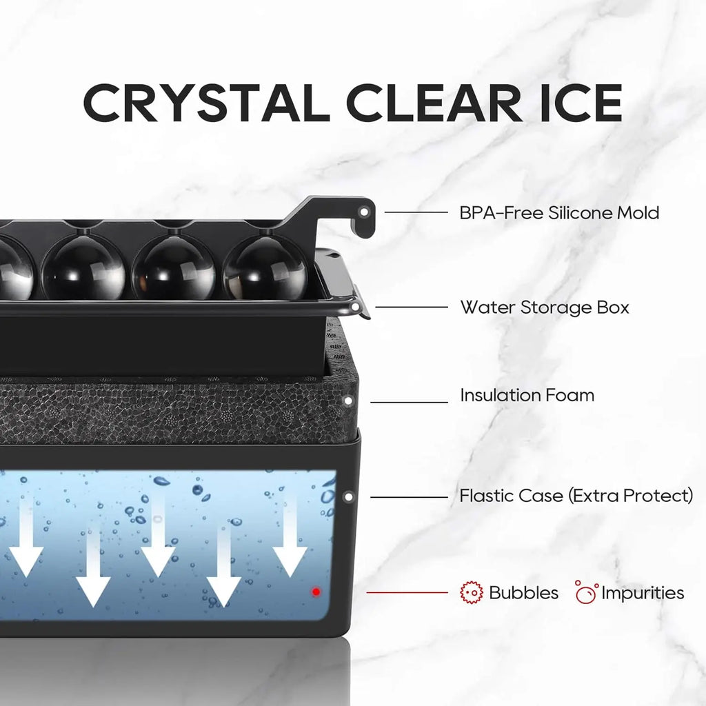 Mooues XXL 8-Piece Silicone Round Ice Ball Maker Mold 2-Inch Black Ice Cubes for Cocktails Gifts Idea