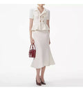 Bettergirl 2024 Autumn New Niche Fashion Temperament Flounce Short Sleeve Top Fishtail Half Skirt Dress
