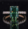 Starsgem 14k Moissanite Rings Radiant Cut Green Moissanite Wedding Simple Custom 14k Solid Gold Ring