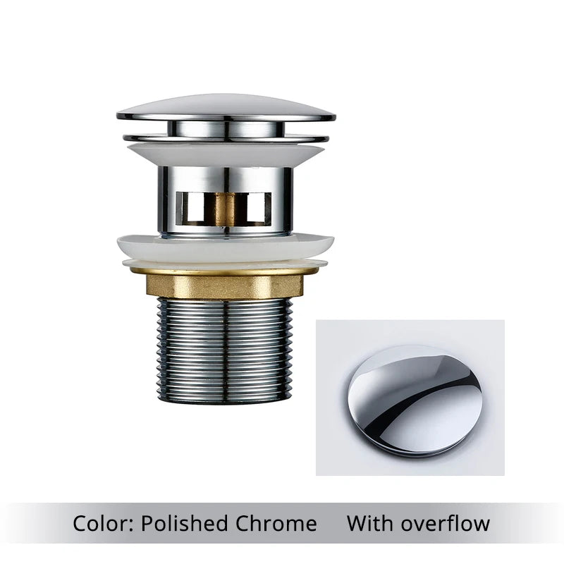 Bathroom Basin Gunmetal Pop-Up Drain Waste Stopper Sink Accessories Solid Support Round Bathtub Brass Flush Drain