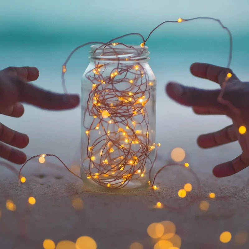 Outdoor Waterproof 33ft 100 LED Solar Christmas Tree Fairy Copper Wire String Lights Garden Decoration Light