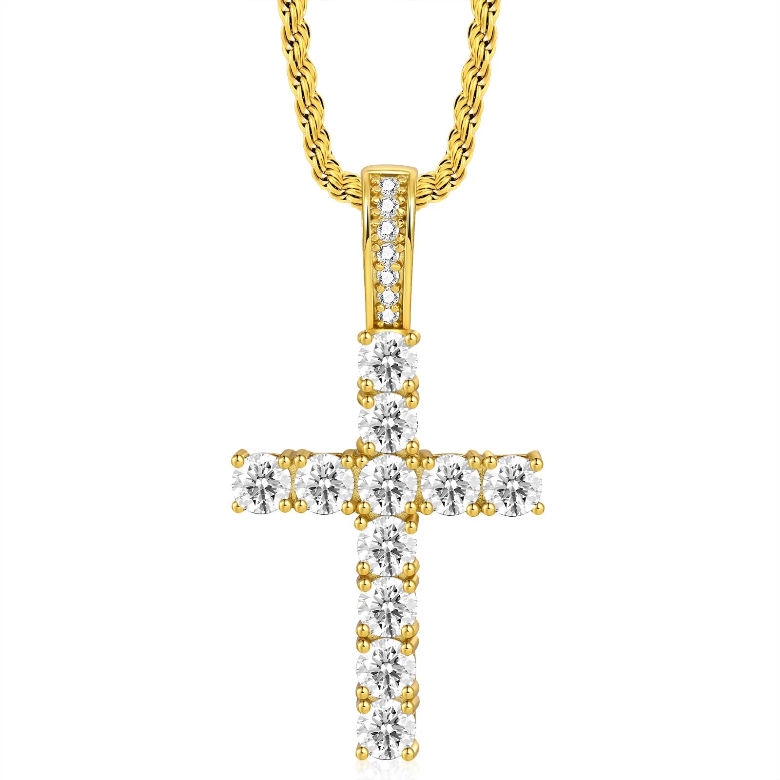 Factory Hot-selling European American Cross Necklace Light-Luxury Niche High-End Copper Zircon Hip-Hop Pendant