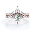925 Sterling Silver Moss Agate Luxury Certified Wedding Ring Two Layer Geometric Statement Ring Elegant Engagement Party Gift