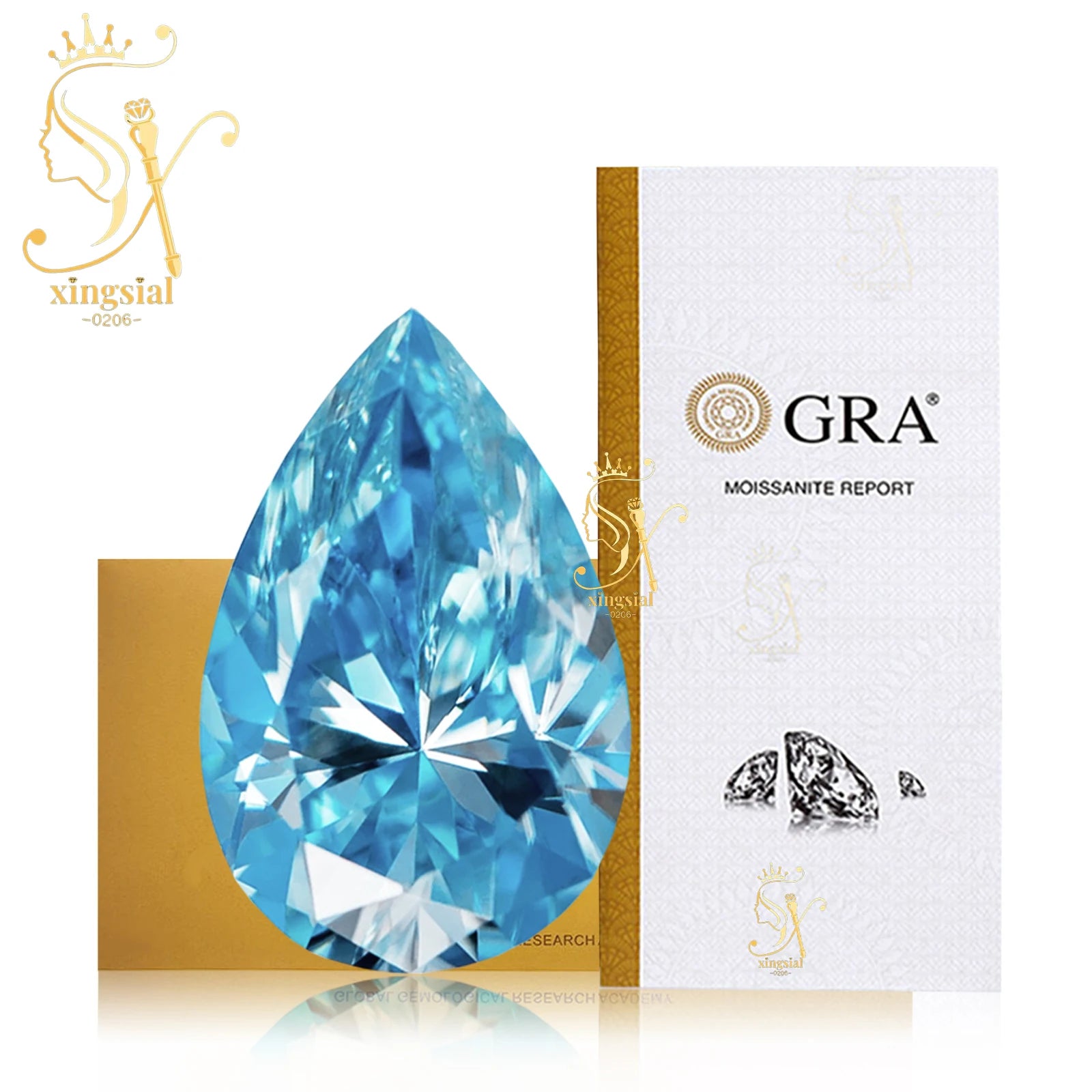Xingsial 4x6mm 9x13mm Multiple Color VVS1 0.5ct 5ct GRA Certificated Pear Cut Synthetic Diamond Gemstone Loose Moissanite Stone