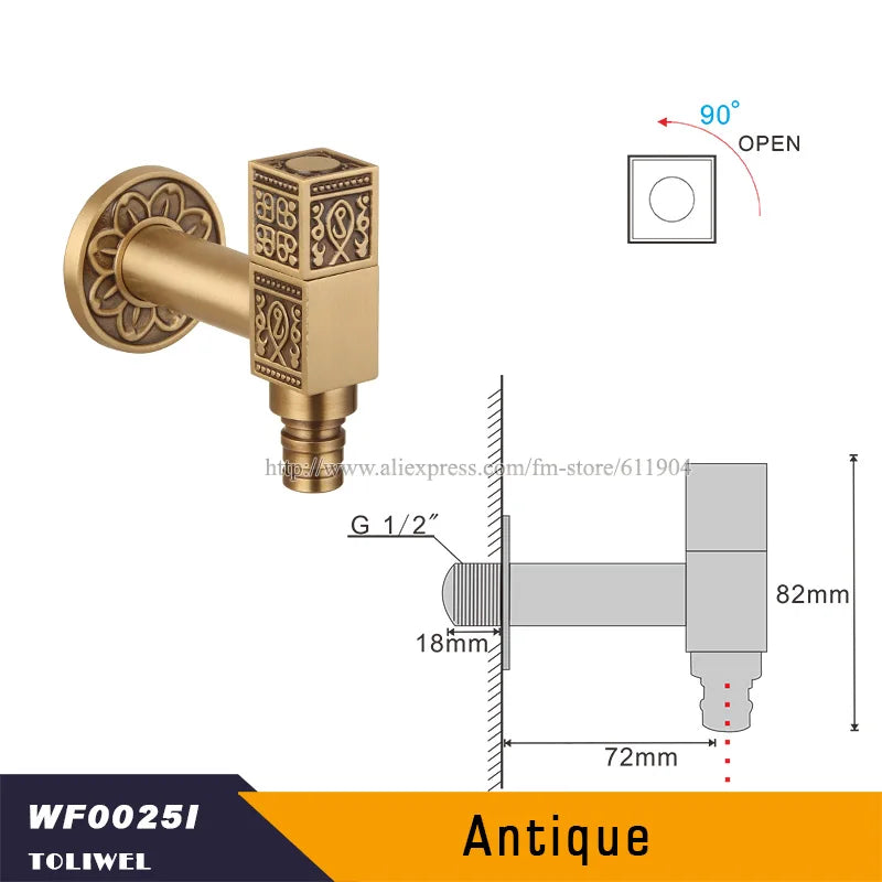 Antique Brass Bathroom Wall Mount Sink Basin Cold Water Faucet Tap G 1/2 Inch Outdoor Garden Hose Faucet Mop Sink tap TWL031
