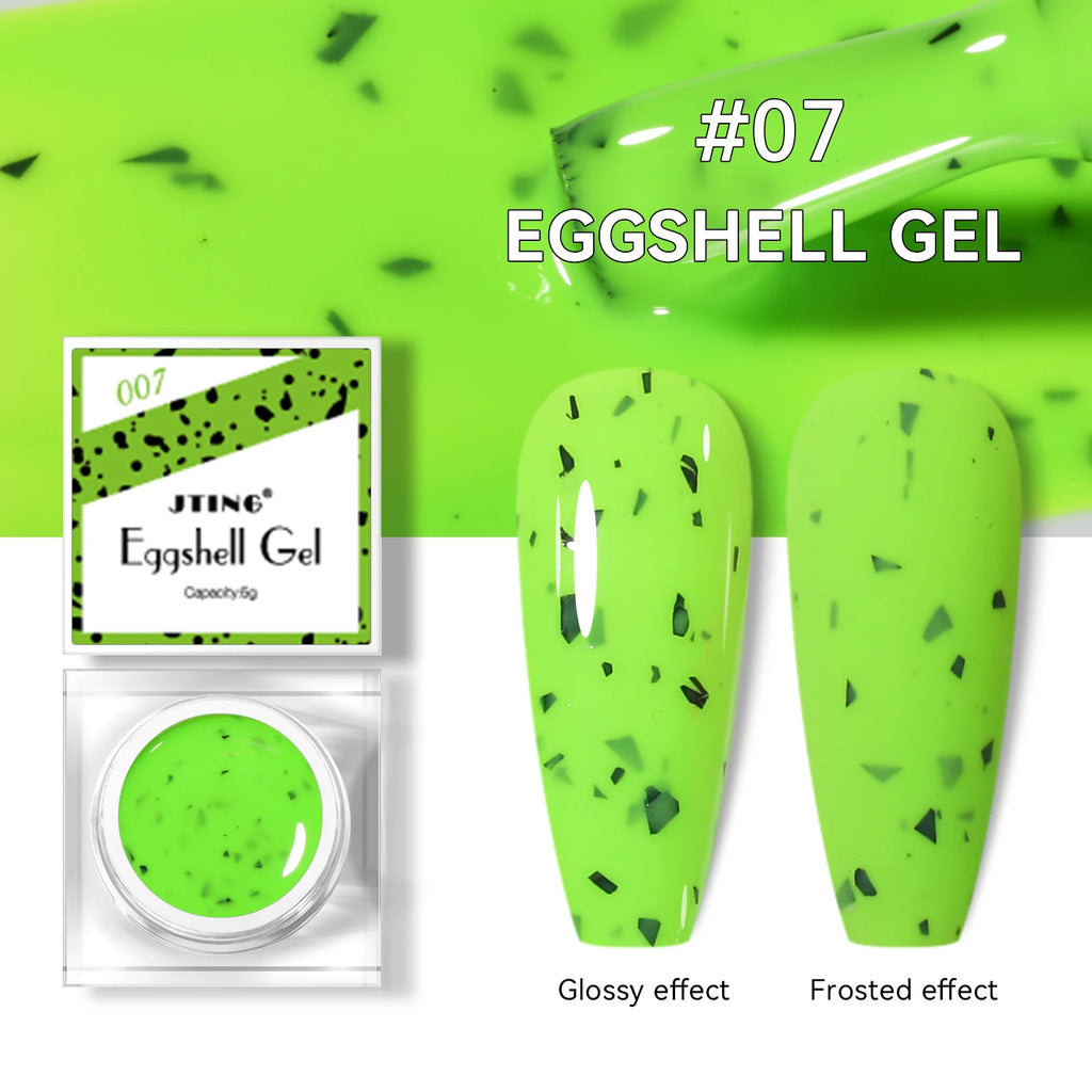 JTING High Quality Strong Glossy Matte Effects 12color Nail Art Neon Eggshell Gel Polish Set with Unique Jars OEM Private Label