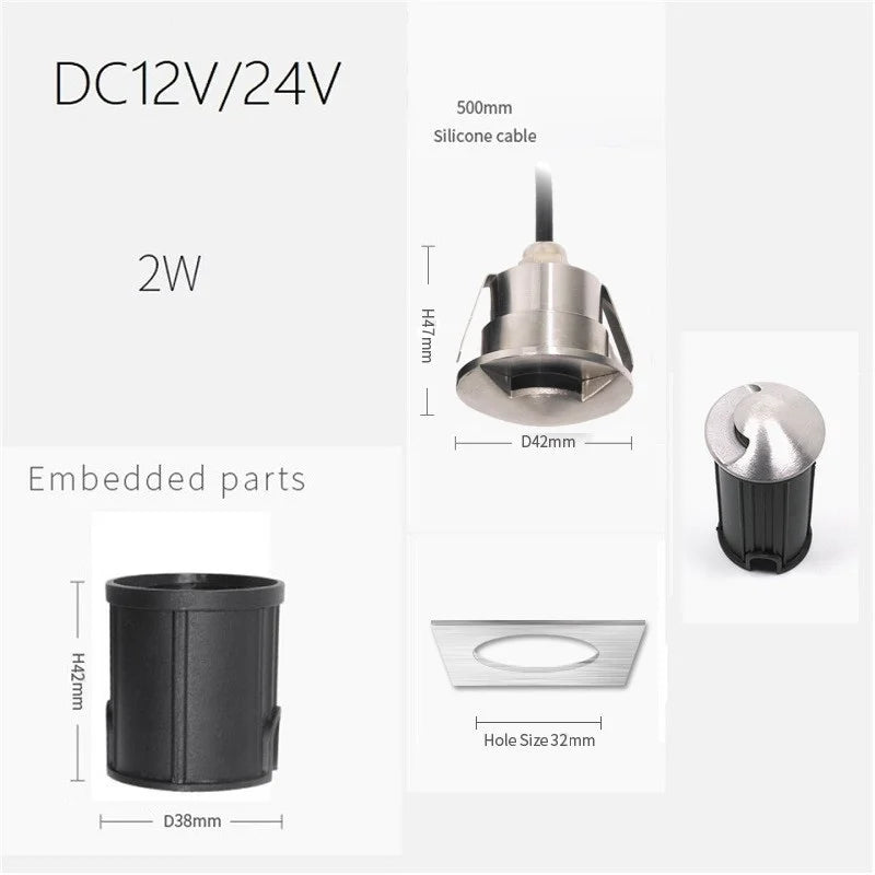 etrnLED 12V 24V Outdoor Garden Side Light Recessed Ground Spot Decking Floor Terrace Lamp Stairs Step Waterproof IP68 RGB RGBW