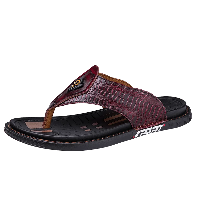 2025 Casual Slippers Sandal Mens High Quality Flip Flop Men Summer Shoes Genuine Leather Men Sandals Slippers Outdoor