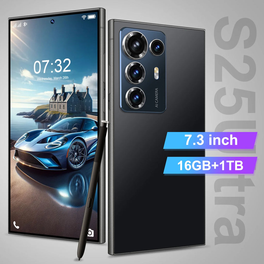 S25 ULTRA 5G Smartphone 7.3 Inch HD Screen 8800mAh Battery 108MP Camera DecaCore Phone CPU MTK Processor LTE CDMA Mobile Phones
