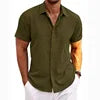 Men's Casual Button Down Shirt Short Sleeve Anti-Pilling Yarn Dyed for Beach Summer Wedding Knitted Weaving Method