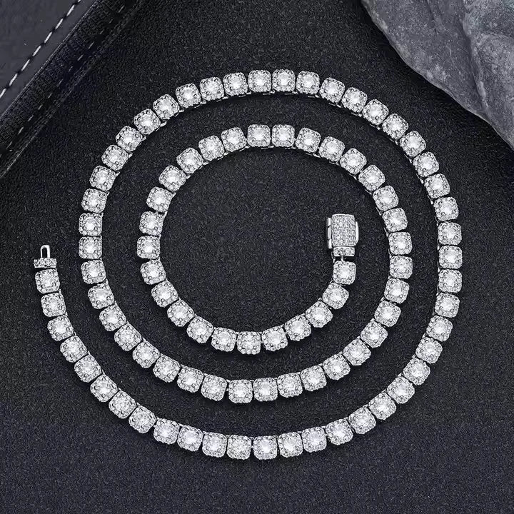 8mm 24inch Moissanite Tennis Chain Long Lasting Shine Jewelry for Men Women and Special Occasions from Indian Supplier