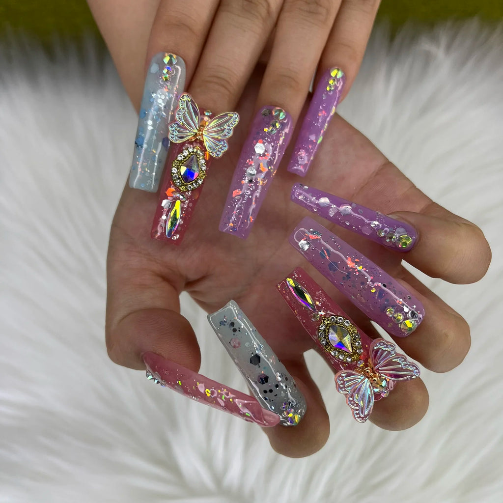 2024 Newest Wholesale Private Label Handmade Press Nails Ins Most Popular Trending Artificial Fingernails Acrylic Full Design