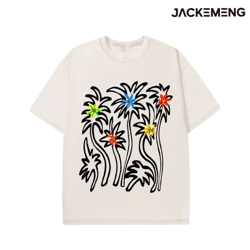 Oversized Vintage Tropical Streetwear Print Tshirt USA Stock Wholesale Y2K Casual Tee