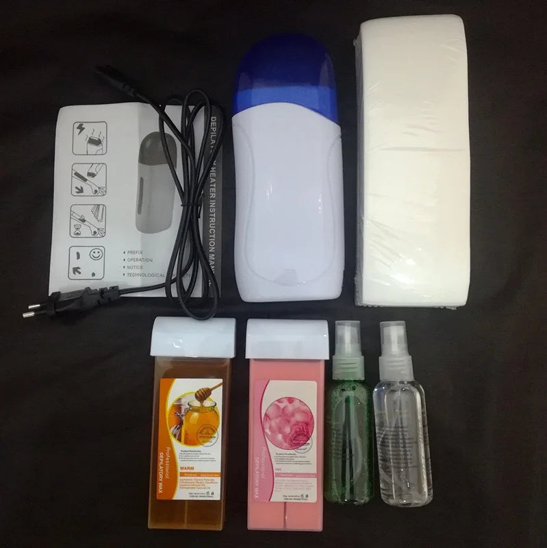 Home Personal Use Painless Hair Removal Easy Waxing Roll on Wax Melt Warmer Kit 6 in 1