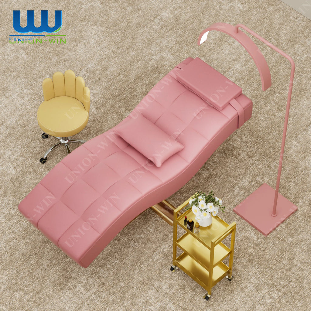 Union Win Guangdong Factory Price Tattoo Massage Table Modern Luxury Curved Lash Bed Beauty Bed for Salon