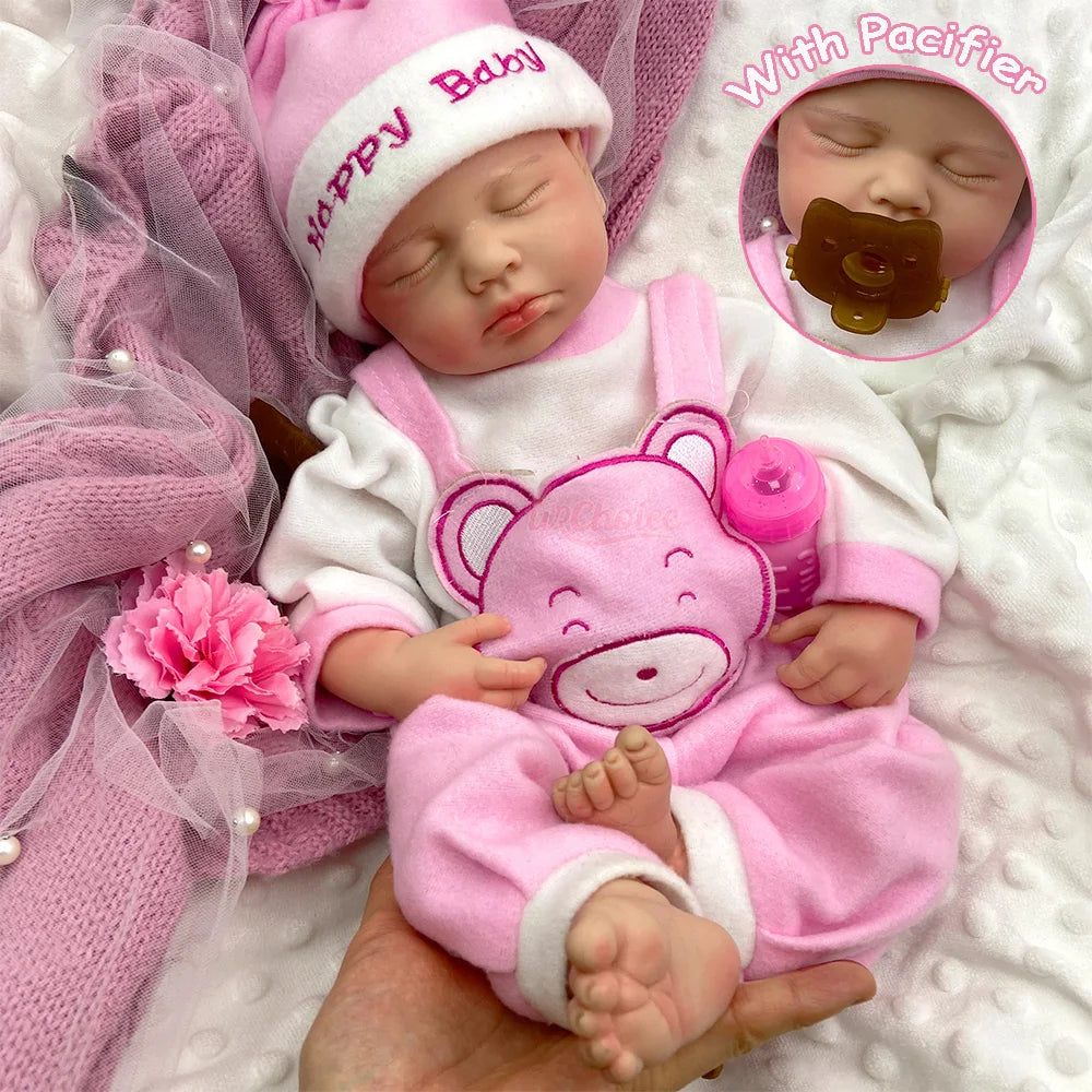 Lifelike Real Touch Silicone Reborn Dolls 20" Open Mouth LouLou Soft Full Body Newborn Realistic Details Gift for Baby Shower
