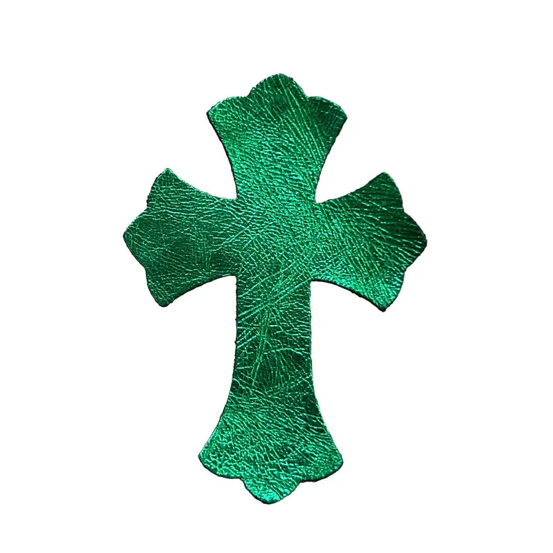 4.5*6.5cm Sheepskin Leather Patch With Cross Shaped Leather Label Genuine Leather DIY With Multiple Colors-106-182