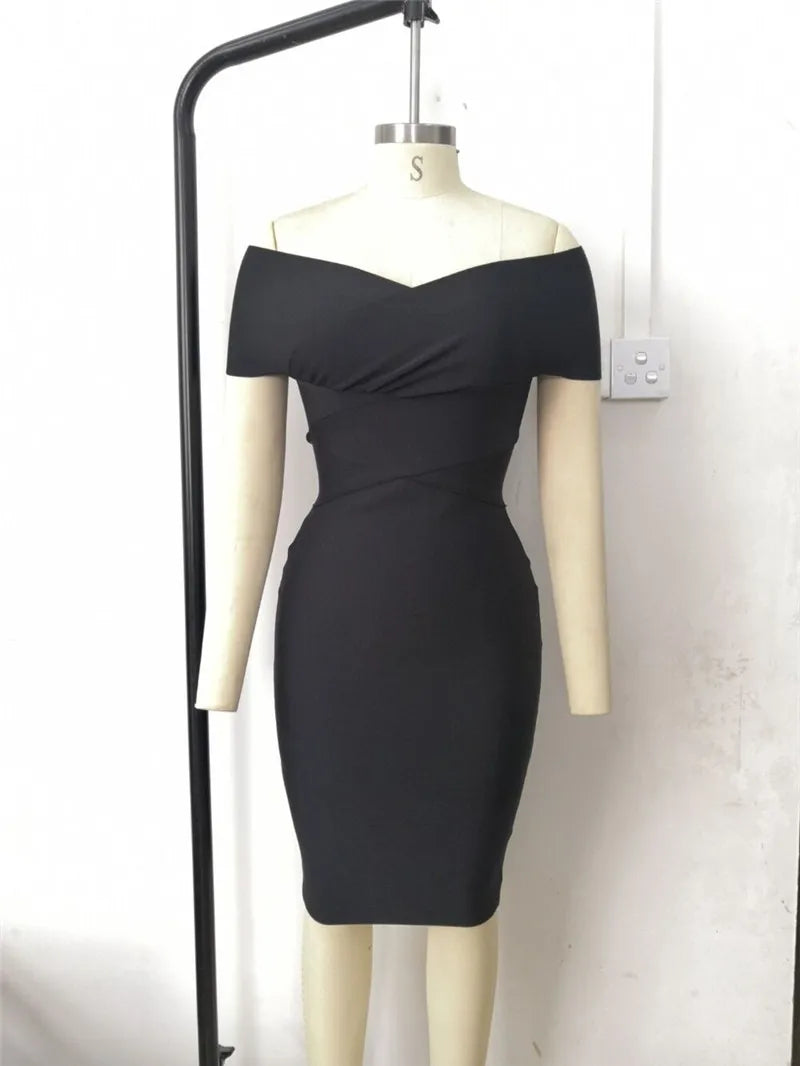 Moonccloset New Summer 5 Colors Sexy Fashion Women's Off Shoulder Bandage Dress Green Night Club Party Dress