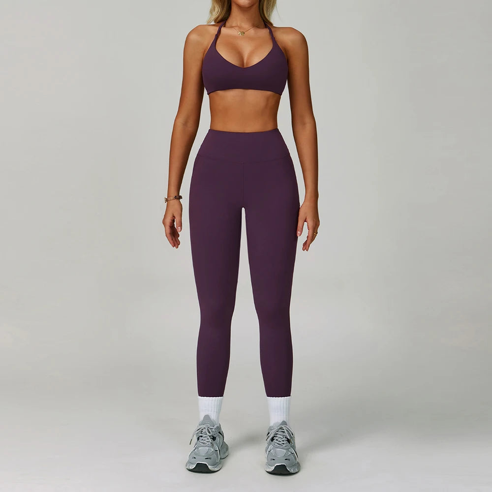 New Fashion Yoga Bra and Gym Leggings Shorts Set Custom logo Workout Flare Leggings Shorts Set for Women