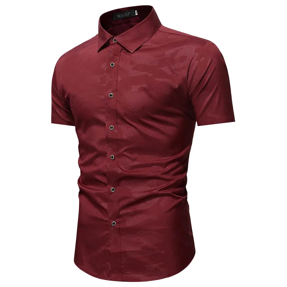 Summer Business Social Chemise Homme Casual Party Short Sleeve Striped Shirt Men Dress Luxury Button Up Fashion Mens Clothes