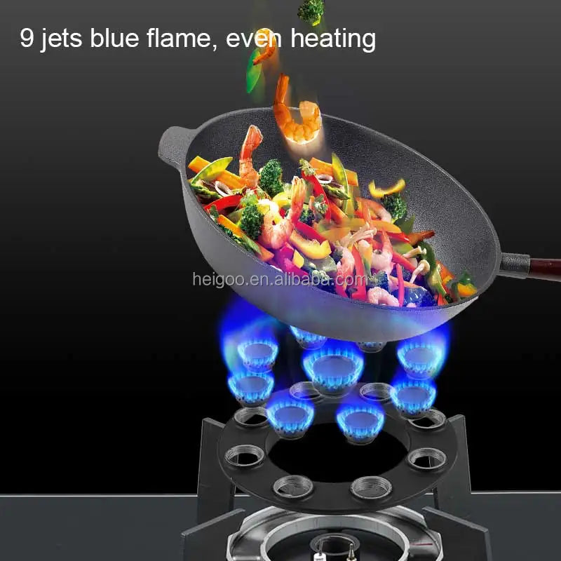 China Home Kitchen Appliance Built-in Double Foldable Burners LPG and NG Wok Gas Cooking Stove With Anti-overheating Function