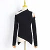 OUDINA Fashion High Quality New Irregular Solid Off-Shoulder Woman Sweater Casual Ladies' Sweaters Simple Knit Sweater
