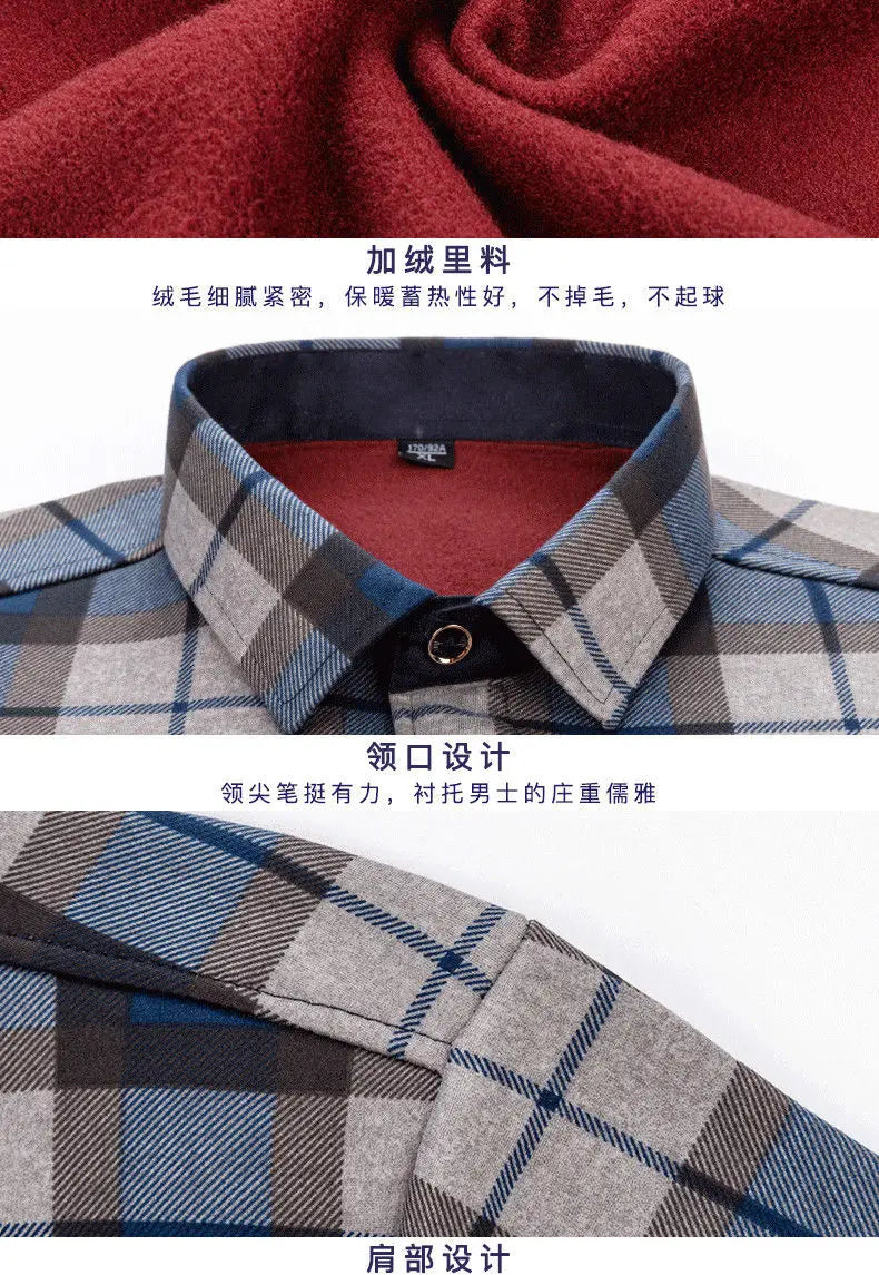 2026 winter Men's fashion smart casual striped long Sleeve Shirts,autumn men thicken Shirt Slim Fit Shirt Male full size M-4XL