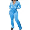 Ladies 2pcs Flare Pants Outfit Gym Wear Sweatpants and Hoodie Velour Joggers Sweatsuits Velvet Two Piece Set Tracksuit for Women