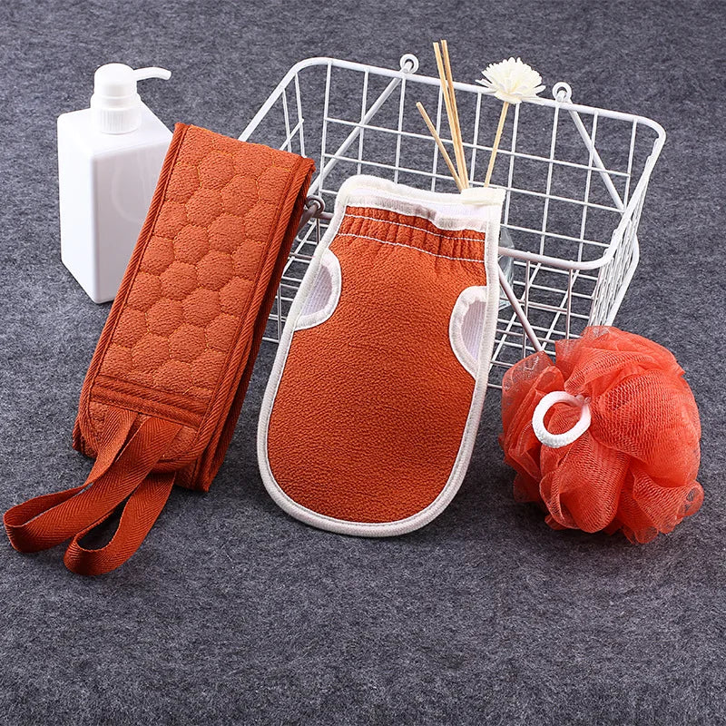 3 Piece Exfoliating ,syuh Shower Back Scrubber Body Bath Set