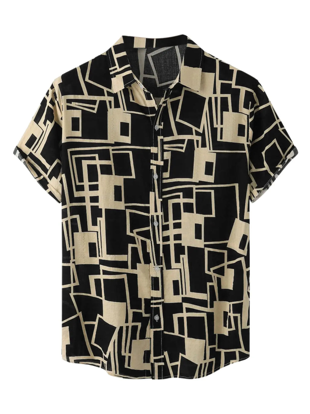 Men's Geometric Shirt Button up Casual Summer Shirts