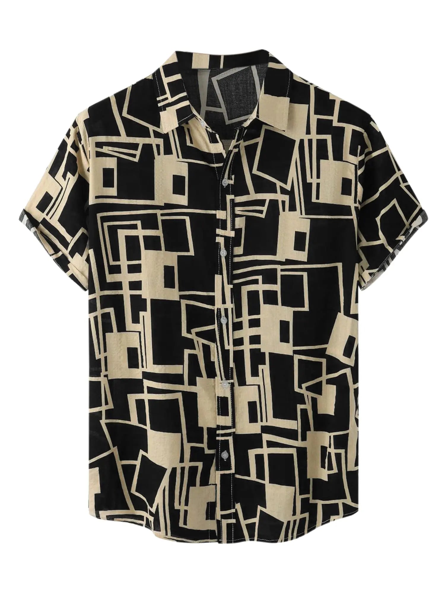 Men's Geometric Shirt Button up Casual Summer Shirts
