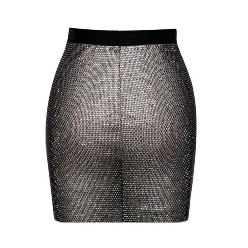 Sexy Rhinestones Fishnet Party Crystal Deep V Crop Top Rhinestone Chainmail Halter Draped Bra Ladies Club Crop Top