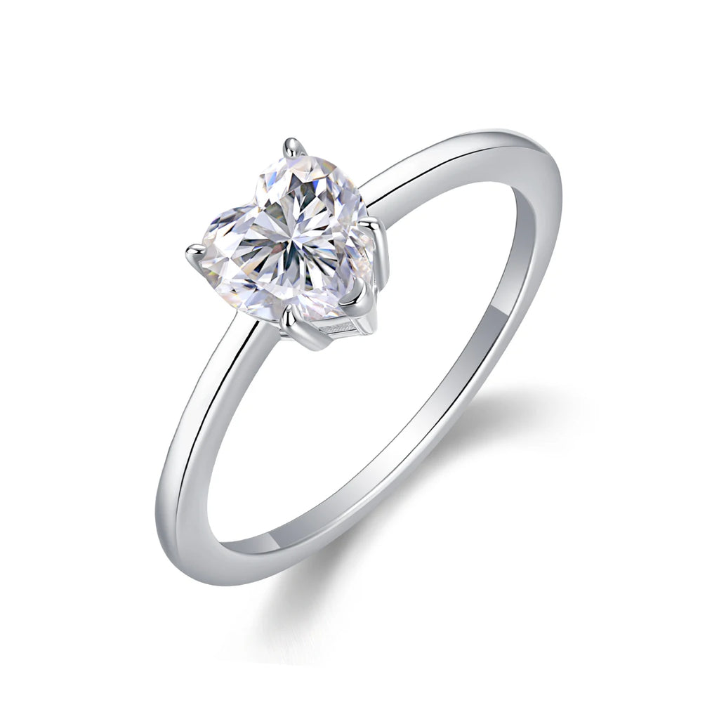 Hot Sales Heart Moissanite Engagement Ring S925 Silver Solitaire Mossanite Diamond Wedding Rings Moissanite Fashion Ring