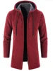 Liu Ming Men's Thick Warm Fleece Cardigan Winter Trending Casual Windbreaker Jackets with Zipper Closure Knitted Sweater Hooded