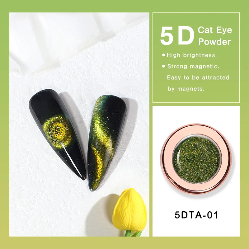 Custom Package Logo 5D Magnetic Cat Eye Pigment Nail Art Powder Chrome for Polish Magnet Pigment Laser Chameleon Chrome Powder