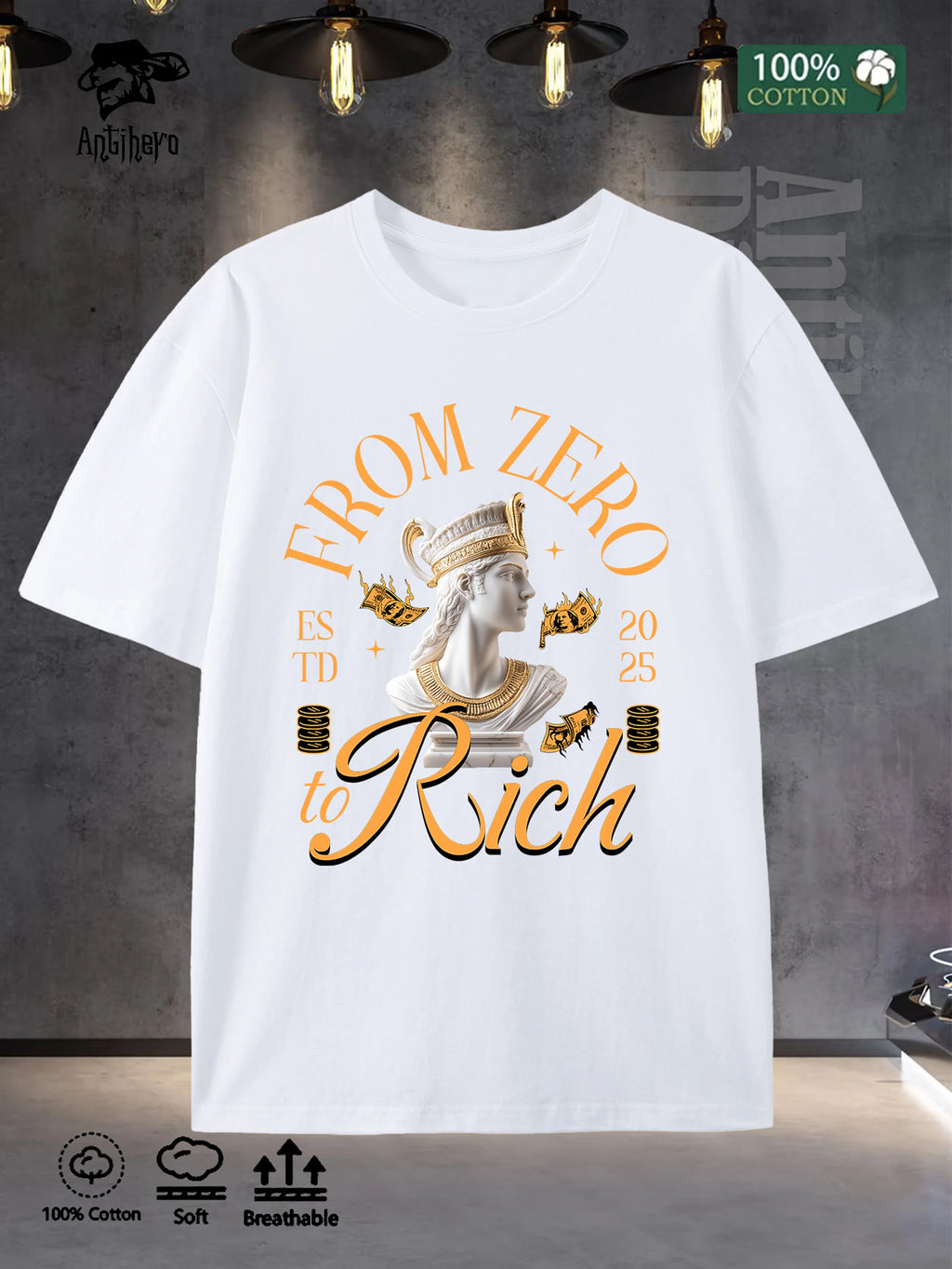 2025 New Style Men's Cotton Tee Oversize Fit 100% Pure Comfortable Street Fashion USA Warehouse