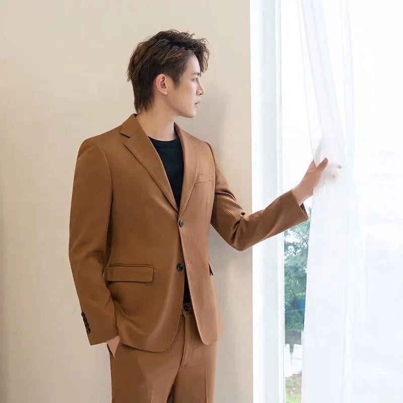 Formal Cashmere Business Bespoke Office Wool Man Suit Slim Wedding Coat Pant Men Suits