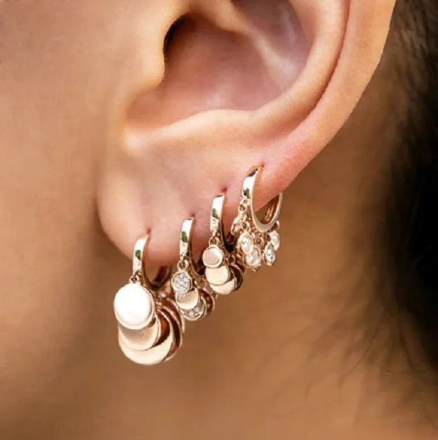 Multi Piercing Mini Hoop Rose Gold Gold Wholesale Women Jewelry 2023 New Design Round Charm Hoop Earring