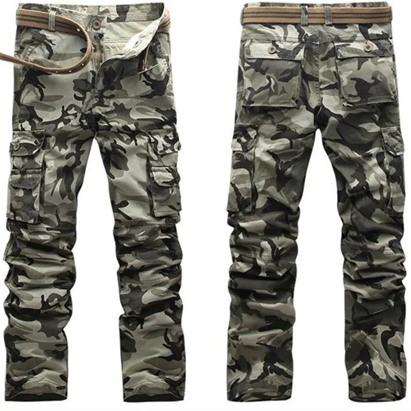 Men Spring Army Green Fashion Cargo Pants Crotch jogger Patchwork Pants Male Easy Wash Big Camouflage Cargo Trousers 38