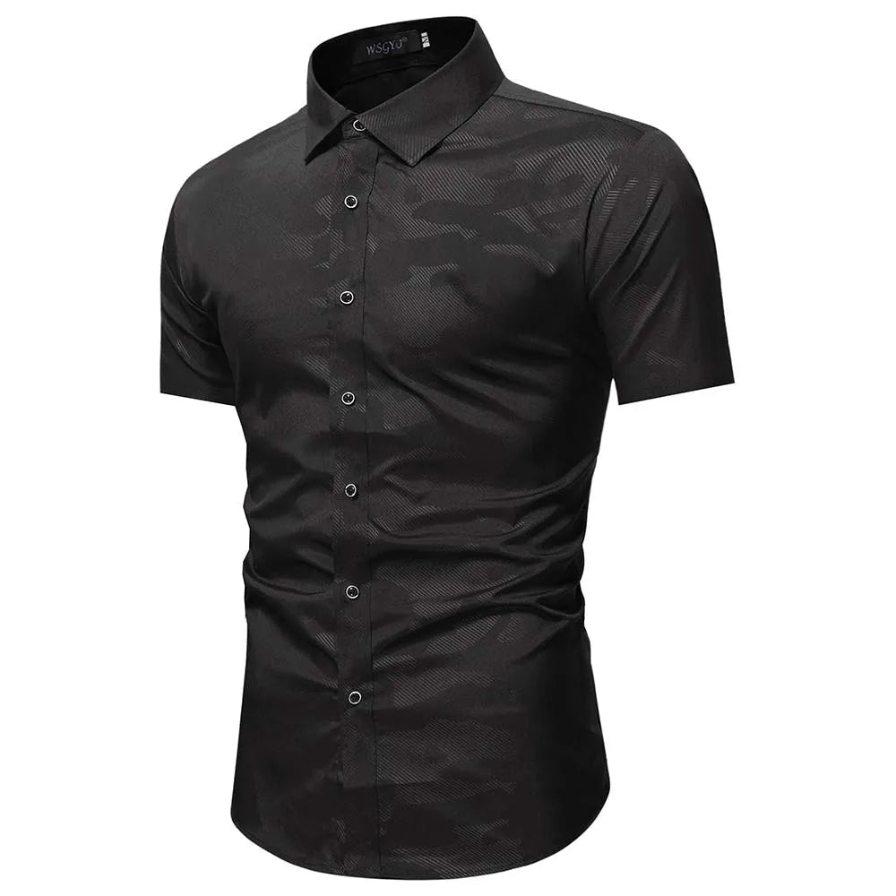Summer Business Social Chemise Homme Casual Party Short Sleeve Striped Shirt Men Dress Luxury Button Up Fashion Mens Clothes