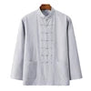 Traditional Chinese Style New Year Hanfu Men Tops Kung Fu Solid Linen Tai Chi Wushu Outfit Vintage China Shirt Clothing